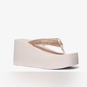 Michael Kors Glitter Chain Mesh Platform Sandals Size 9 Rose Gold